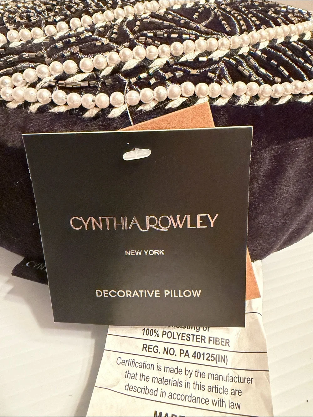 CYNTHIA ROWLEY PILLOW PUMPKIN SPIDERWEB BEADED BLACK WHITE SILVER 15 X 16 NWT